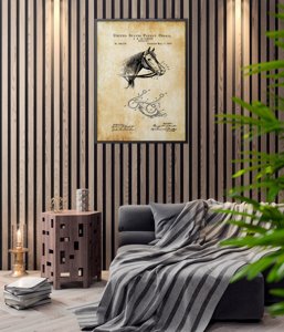 Poster Retro-Wohnzimmer Das Patentamt Cowboy-Pferd US-Patent
