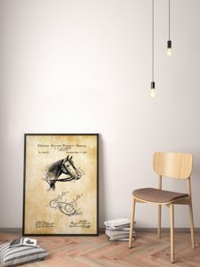 Poster Retro-Wohnzimmer Das Patentamt Cowboy-Pferd US-Patent