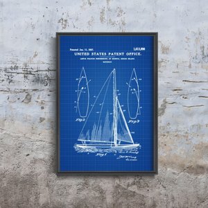 Weinleseplakat für das Wohnzimmer Patent für Herreshoff Segelboot