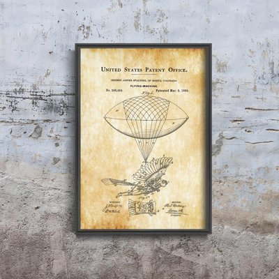 Weinleseplakat Ballon fliegenden Vogel