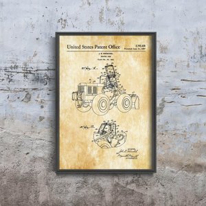 Poster im Retro-Stil Traktor Patent Wieschel