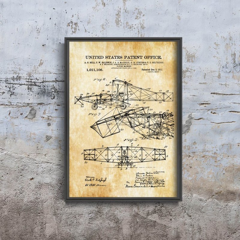 Retro-Poster Pat Alexander Bell-Flugmaschine