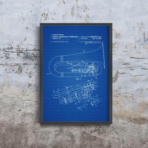 Weinleseplakat Shulder Marschieren Tuba US-Patent