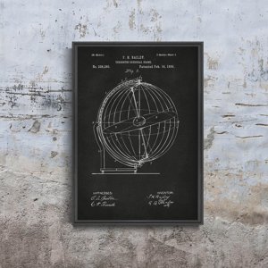 Retro-Poster Siderisch Terrestro Globe Pat Grau Nikki Marie Smith