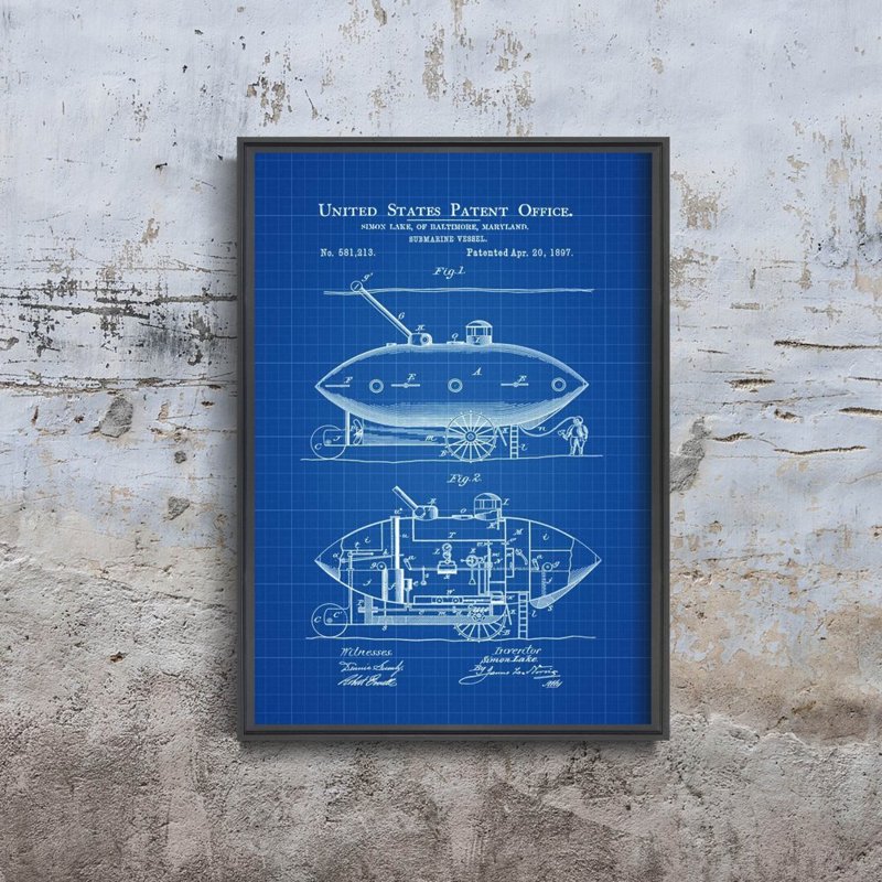 Poster im Retro-Stil Patent US-U-Boot