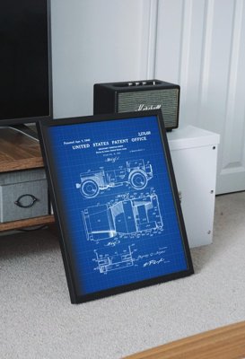 Poster im Retro-Stil Willys Military Jeep Patent Patent Automobil Us Army