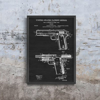 Poster an der Wand Colt Browning Firearm US-Patent