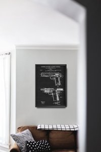 Poster an der Wand Colt Browning Firearm US-Patent