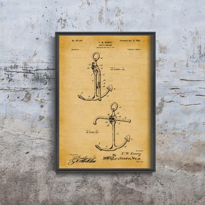 Weinleseplakat für das Wohnzimmer Patent für Schiffsanker Kenney