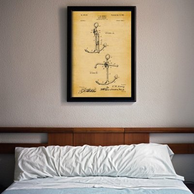 Weinleseplakat für das Wohnzimmer Patent für Schiffsanker Kenney