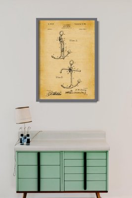 Weinleseplakat für das Wohnzimmer Patent für Schiffsanker Kenney