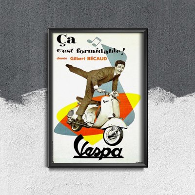 Poster im Retro-Stil Gilbert Bécaud Chante Vespa
