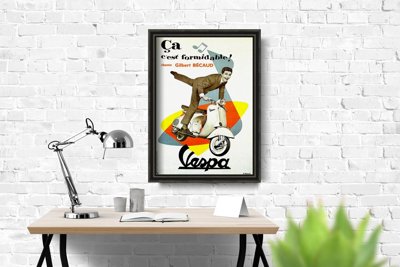Poster im Retro-Stil Gilbert Bécaud Chante Vespa
