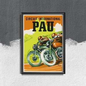 Poster Retro-Wohnzimmer Internationale Motorrad Circu Pau