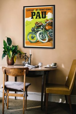 Poster Retro-Wohnzimmer Internationale Motorrad Circu Pau