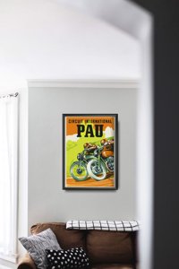 Poster Retro-Wohnzimmer Internationale Motorrad Circu Pau