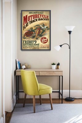 Weinleseplakat für das Wohnzimmer Flat Track Motorradrennen