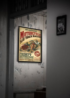 Weinleseplakat für das Wohnzimmer Flat Track Motorradrennen