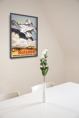 Weinleseplakat für das Wohnzimmer Schweiz Alpen Busse