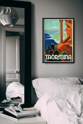 Poster Retro-Wohnzimmer Taormina Italien