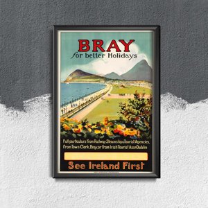 Weinleseplakat für das Wohnzimmer Irland Bray For Better Holidays