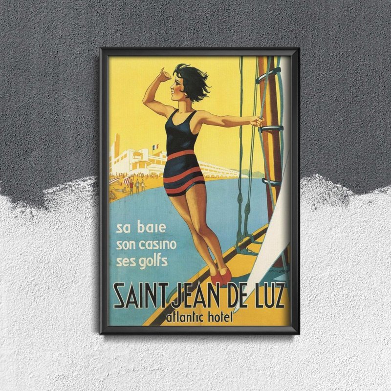 Poster Retro-Wohnzimmer Saint Jean De Luz