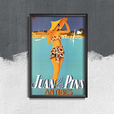 Poster Retro-Wohnzimmer Frankreich Juan Les Pins