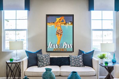 Poster Retro-Wohnzimmer Frankreich Juan Les Pins