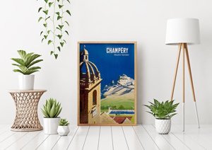 Poster Retro-Wohnzimmer Schweiz Champery