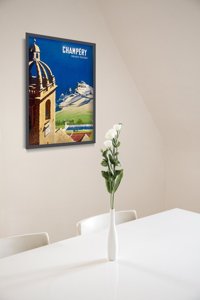 Poster Retro-Wohnzimmer Schweiz Champery