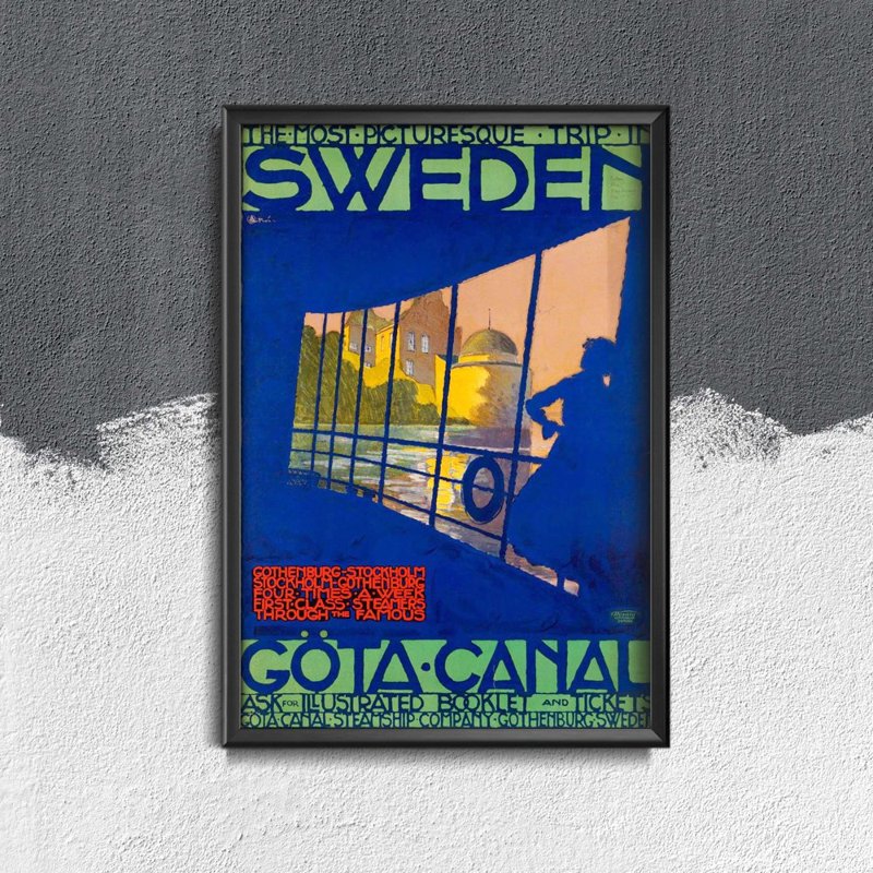 Poster im Retro-Stil Göta-Kanal in Schweden