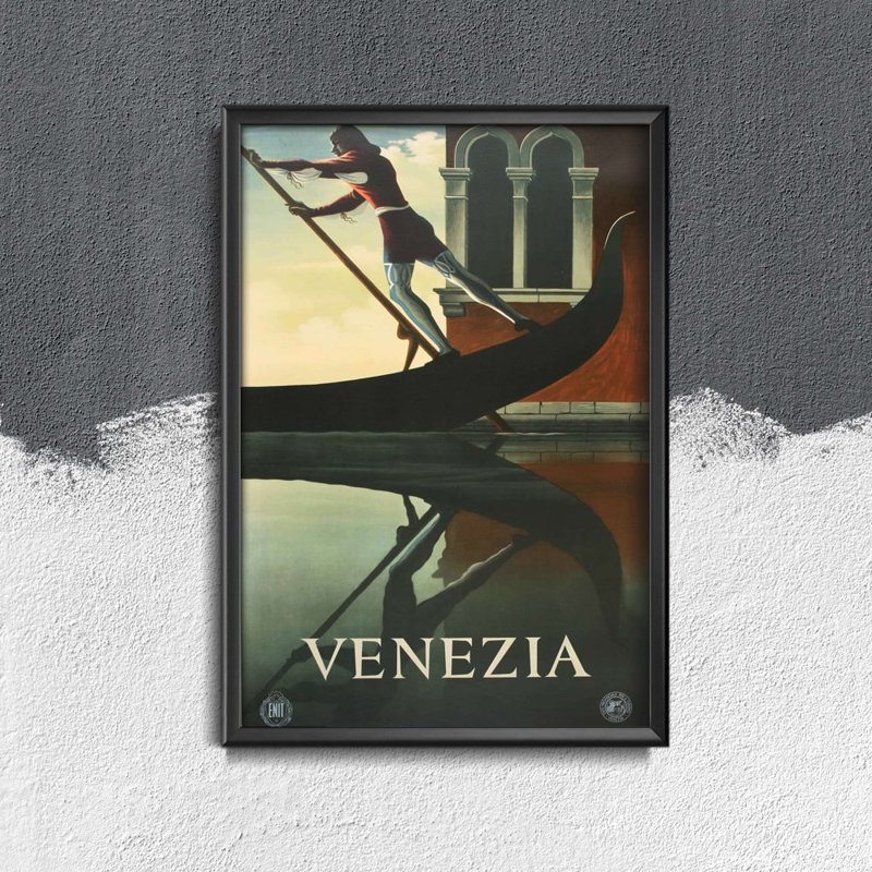 Weinleseplakat für das Wohnzimmer venezianische Gondel