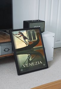 Weinleseplakat für das Wohnzimmer venezianische Gondel