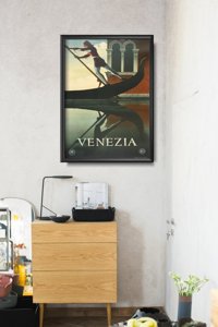 Weinleseplakat für das Wohnzimmer venezianische Gondel
