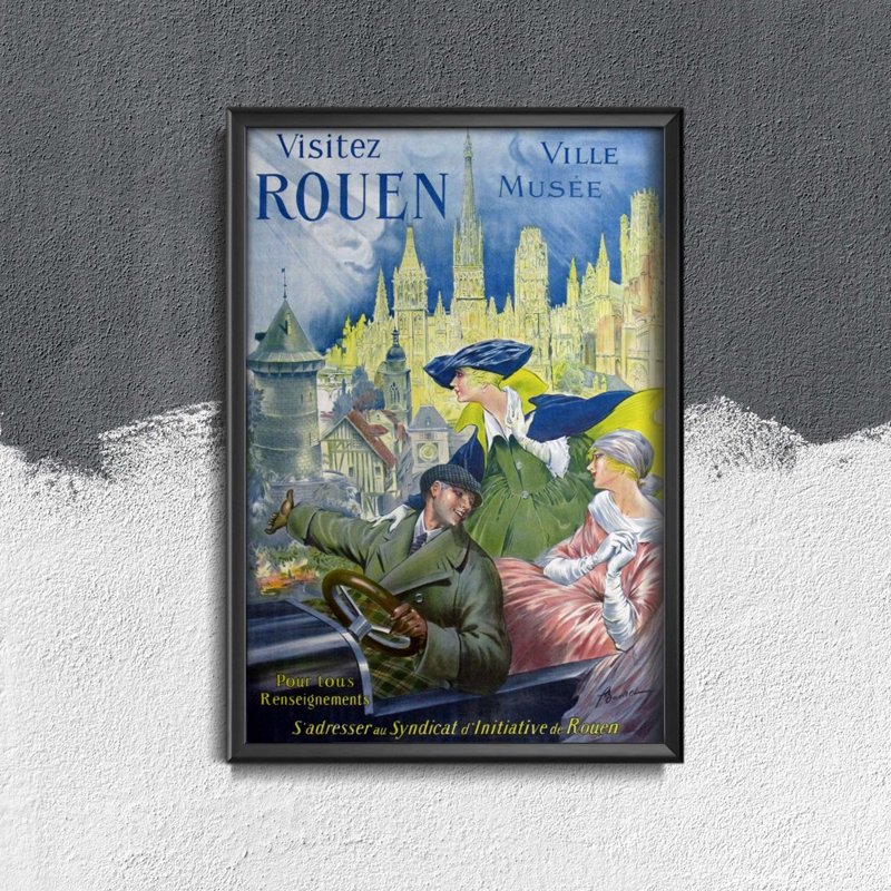 Poster im Retro-Stil Besuchen Rouen Frankreich