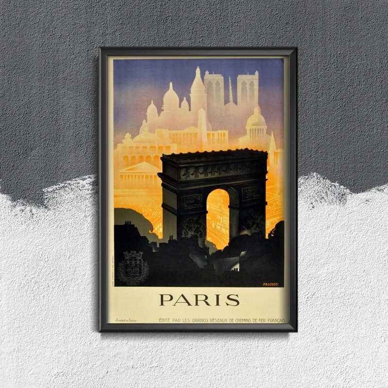 Poster Retro-Wohnzimmer Paris, Frankreich