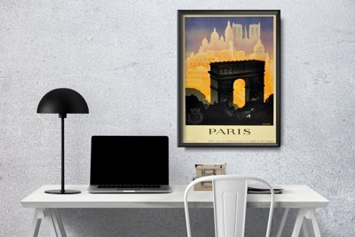 Poster Retro-Wohnzimmer Paris, Frankreich