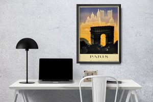 Poster Retro-Wohnzimmer Paris, Frankreich