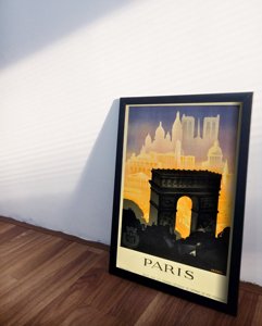 Poster Retro-Wohnzimmer Paris, Frankreich
