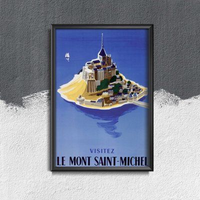Weinleseplakat für das Wohnzimmer Mont Saint Michel Französisch