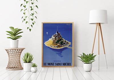 Weinleseplakat für das Wohnzimmer Mont Saint Michel Französisch