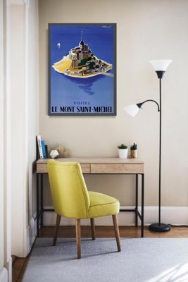 Weinleseplakat für das Wohnzimmer Mont Saint Michel Französisch