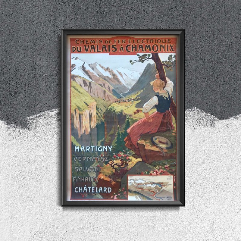 Poster im Retro-Stil Chamonix Französisch