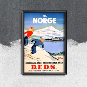 Poster im Retro-Stil Norwegen Ski