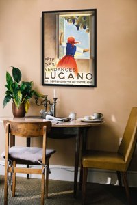 Weinleseplakat für das Wohnzimmer Lugano Schweizer Weinernte