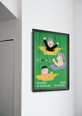 Poster Retro-Wohnzimmer Messe Sehenswürdigkeit Brüssel Belgien