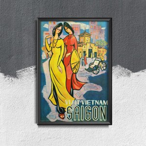 Poster Retro-Wohnzimmer Besuchen Vietnam Sagon