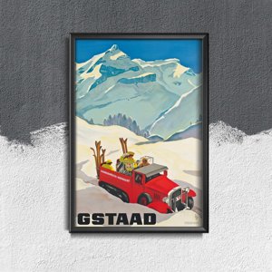 Poster im Retro-Stil Gstaad Schweiz