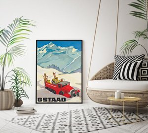 Poster im Retro-Stil Gstaad Schweiz