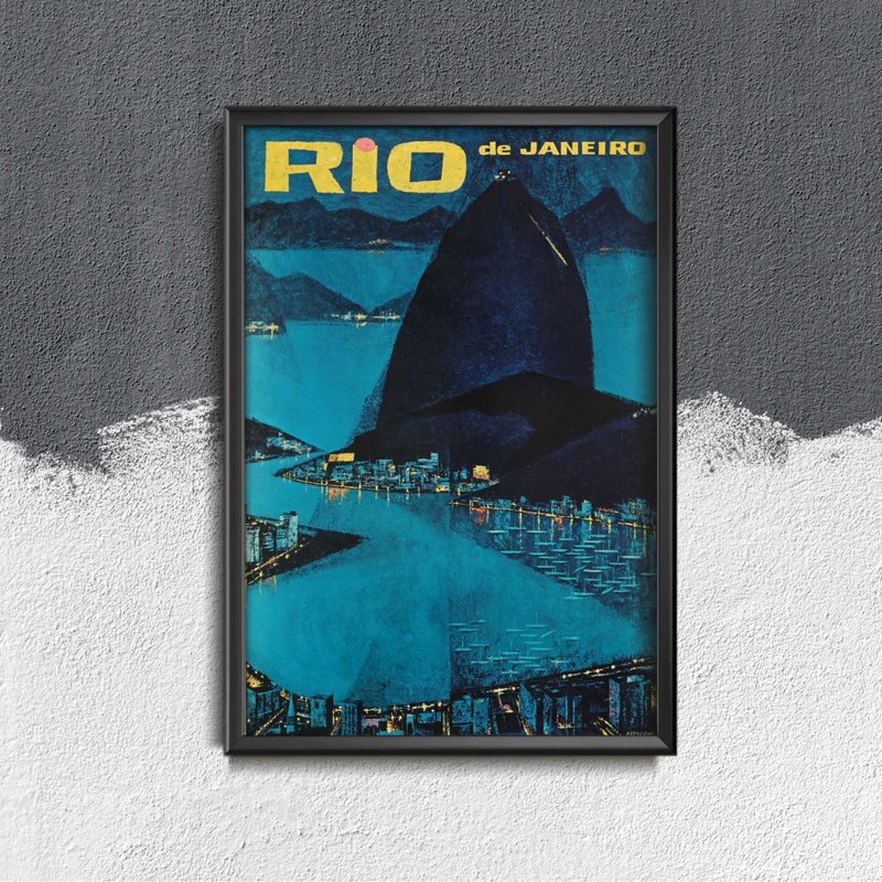 Poster Retro-Wohnzimmer Rio de Janeiro, Brasilien